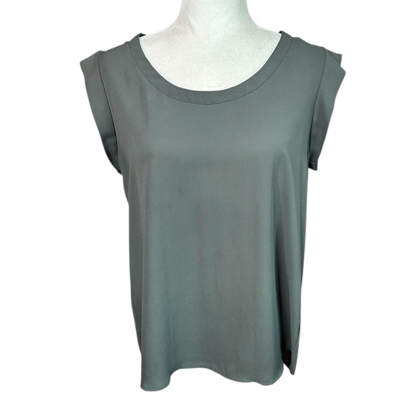 Pleione Tops - Pleione Olive Green Boxy Relaxed Fit Size M
